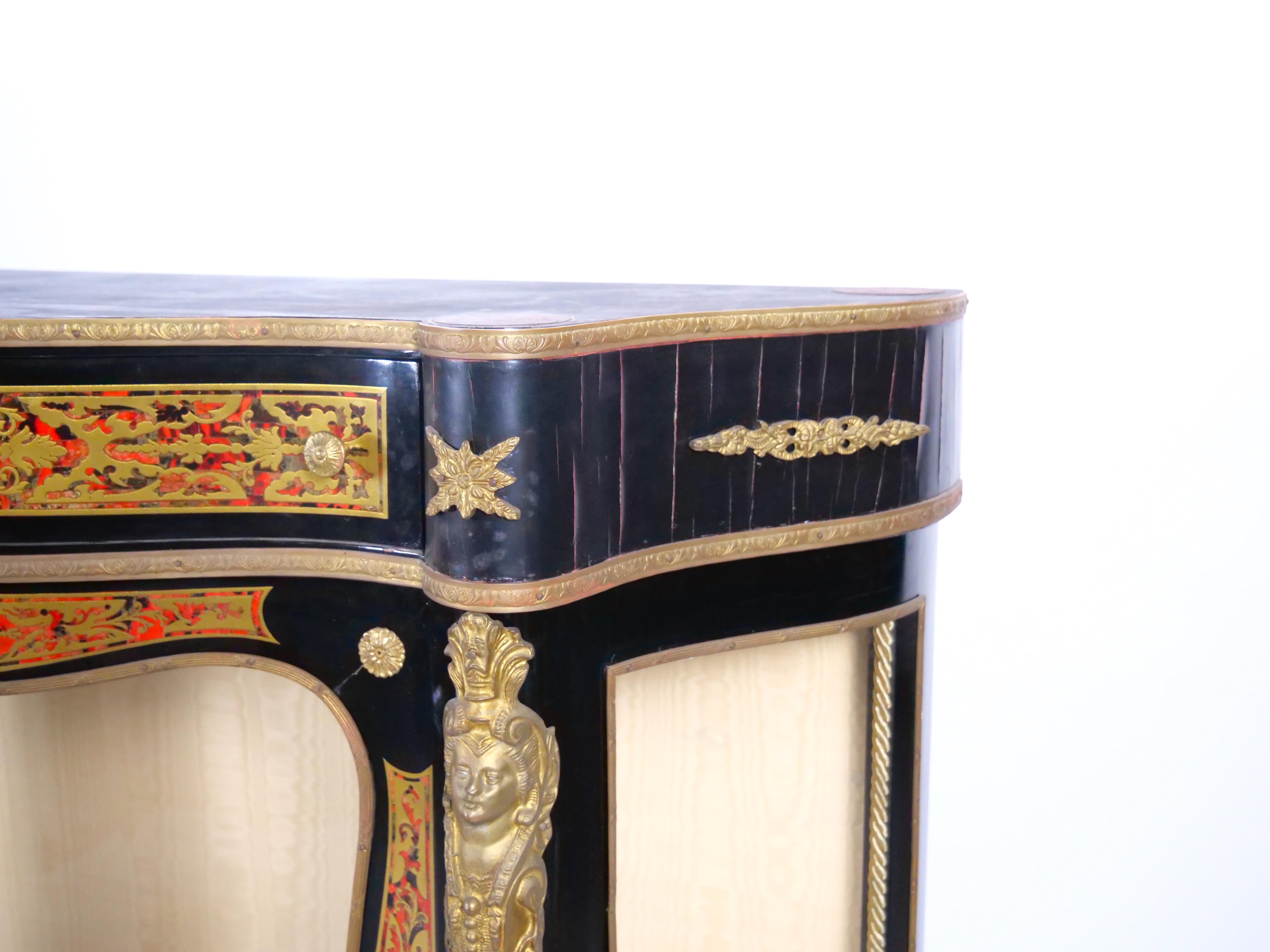 Pair 19th Century French Napoleon III Boulle Marquetry Ebonized Side Cabinets  For Sale 6