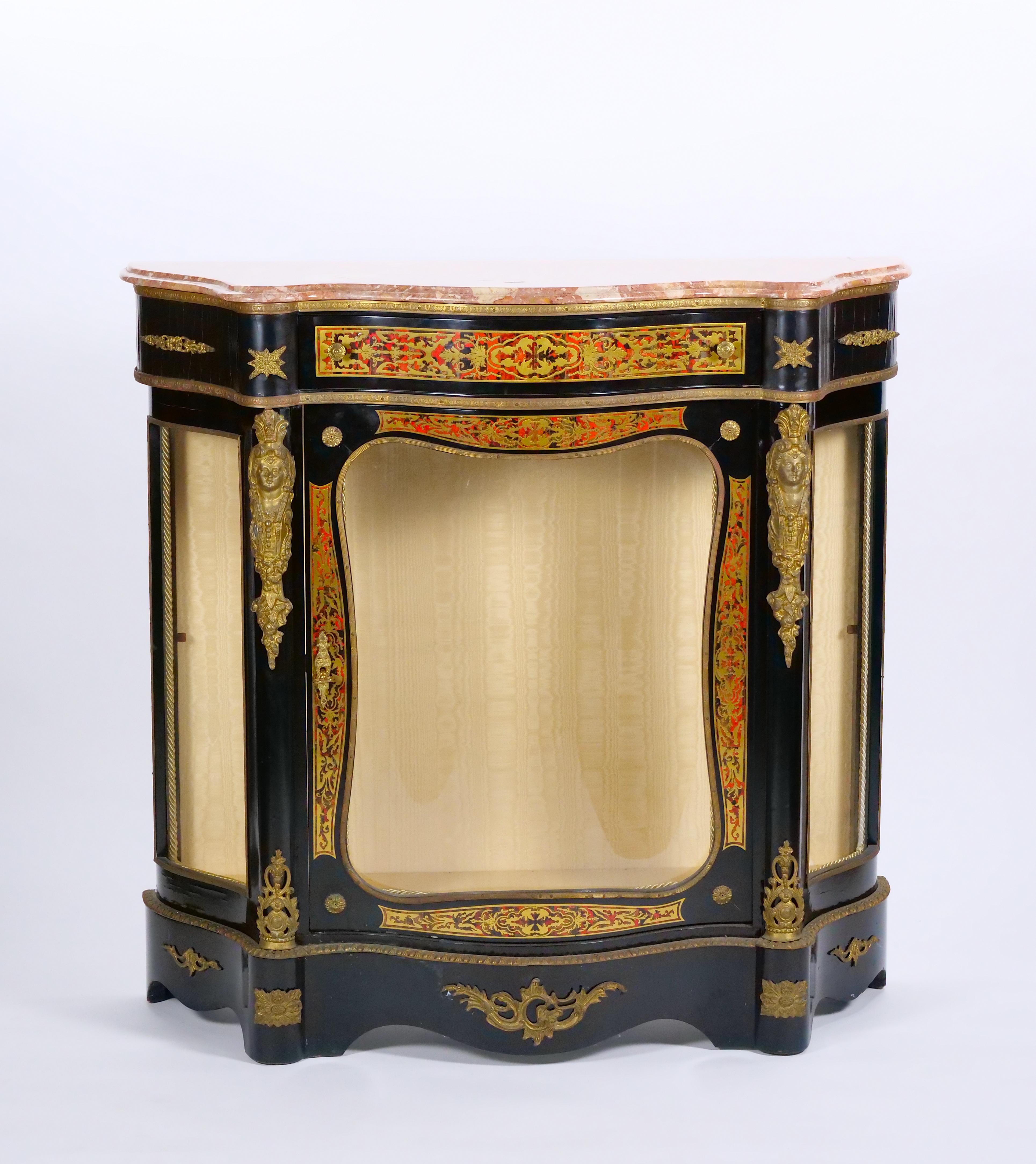 Pair 19th Century French Napoleon III Boulle Marquetry Ebonized Side Cabinets  For Sale 10