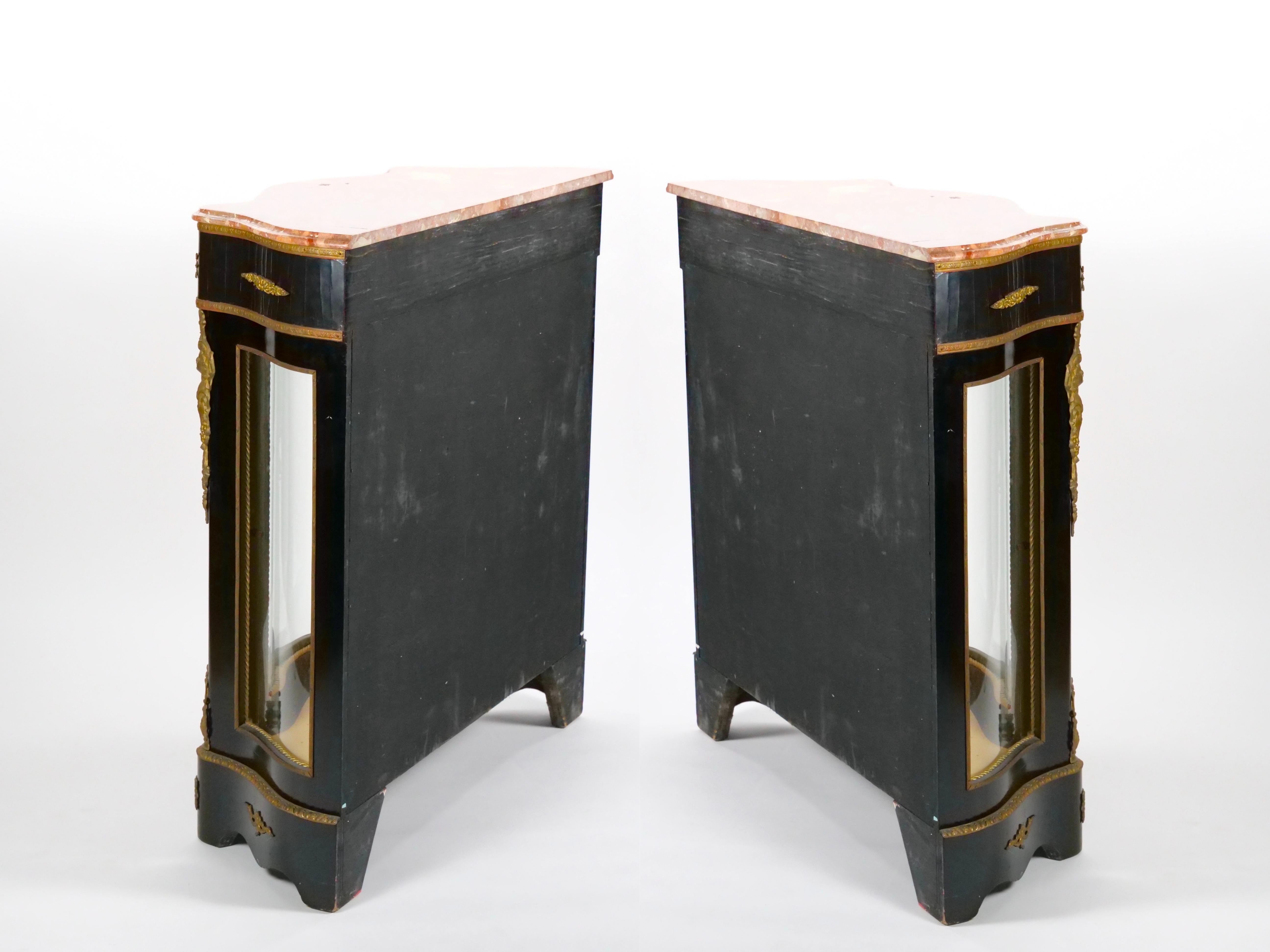 Pair 19th Century French Napoleon III Boulle Marquetry Ebonized Side Cabinets  For Sale 1