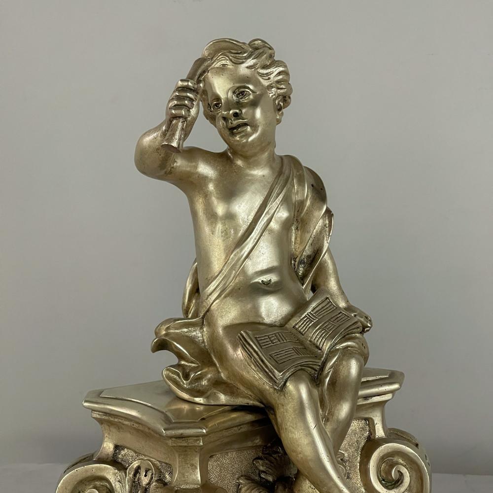 Coppia di androni francesi del XIX secolo, periodo Napoleone III, in bronzo, fermalibri in vendita 5