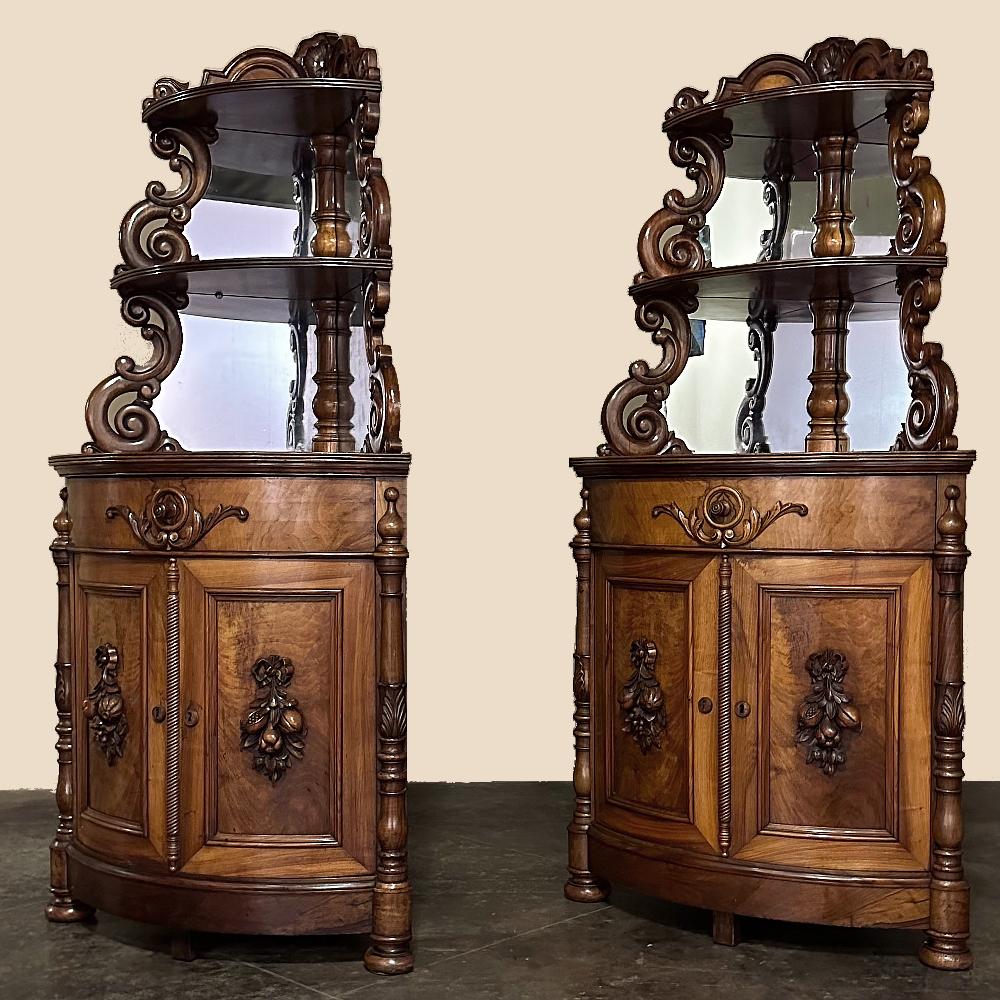 Paire d'armoires d'angle d'époque Napoléon III du 19ème siècle ~ Vaisseliers en vente 12