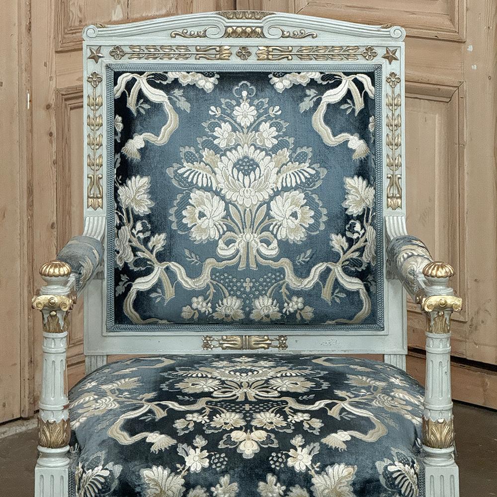 Pair 19th Century French Napoleon III Period Empire Style Painted Armchairs For Sale 5