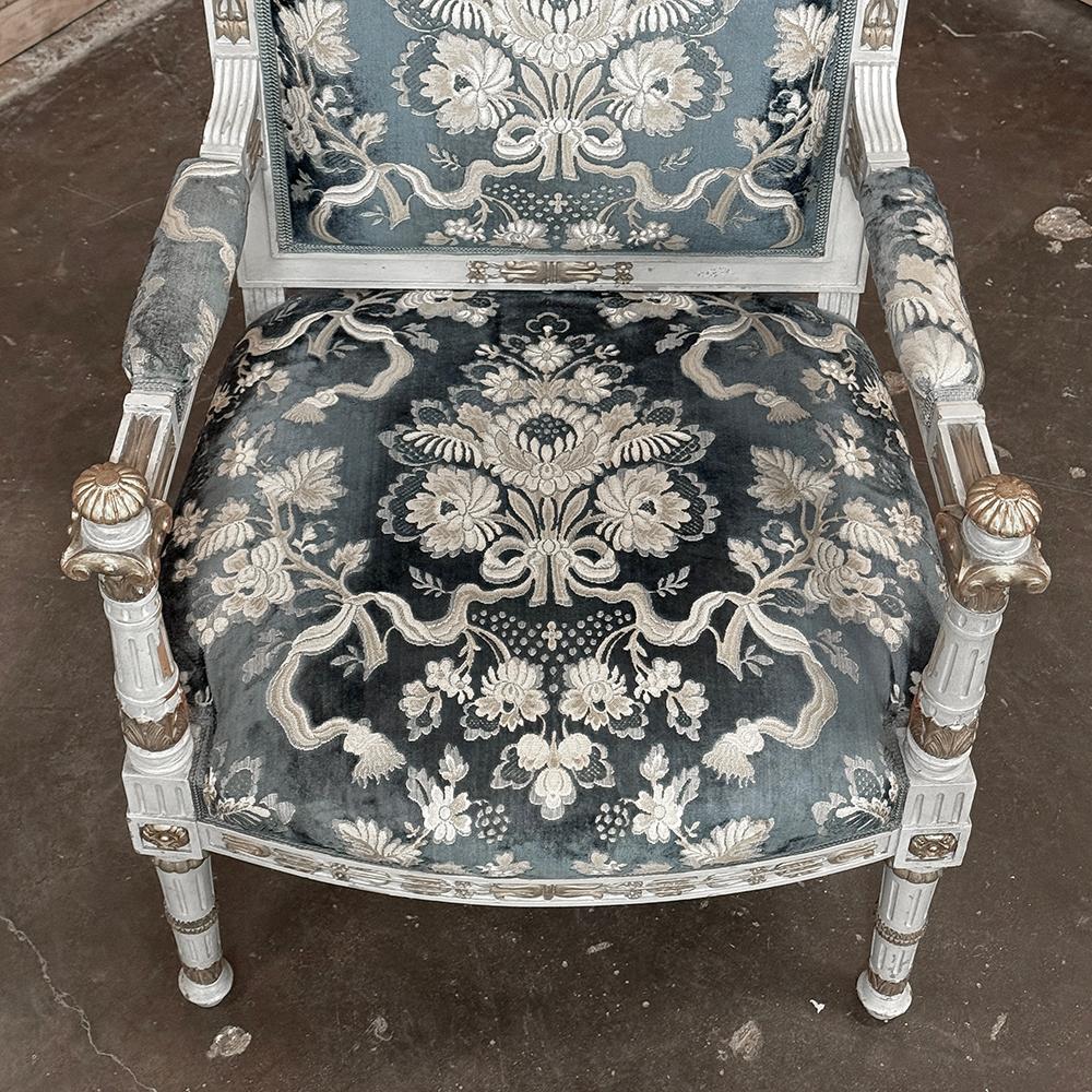 Pair 19th Century French Napoleon III Period Empire Style Painted Armchairs For Sale 6
