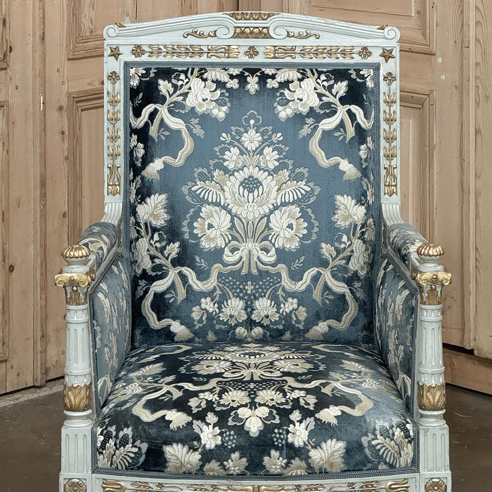 Pair 19th Century French Napoleon III Period Empire Style Painted Armchairs For Sale 7