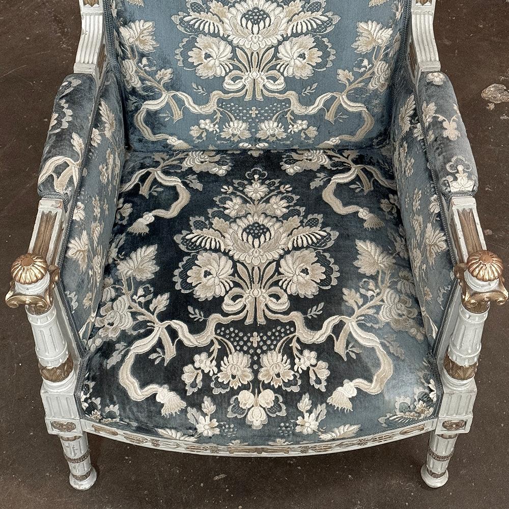 Pair 19th Century French Napoleon III Period Empire Style Painted Armchairs For Sale 8