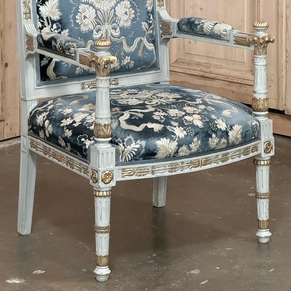 Pair 19th Century French Napoleon III Period Empire Style Painted Armchairs For Sale 10