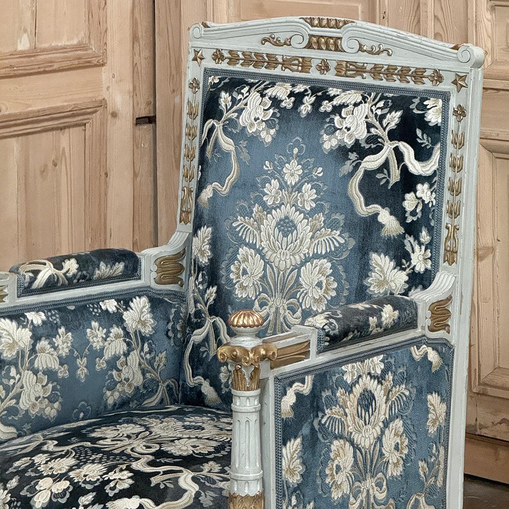 Pair 19th Century French Napoleon III Period Empire Style Painted Armchairs For Sale 11