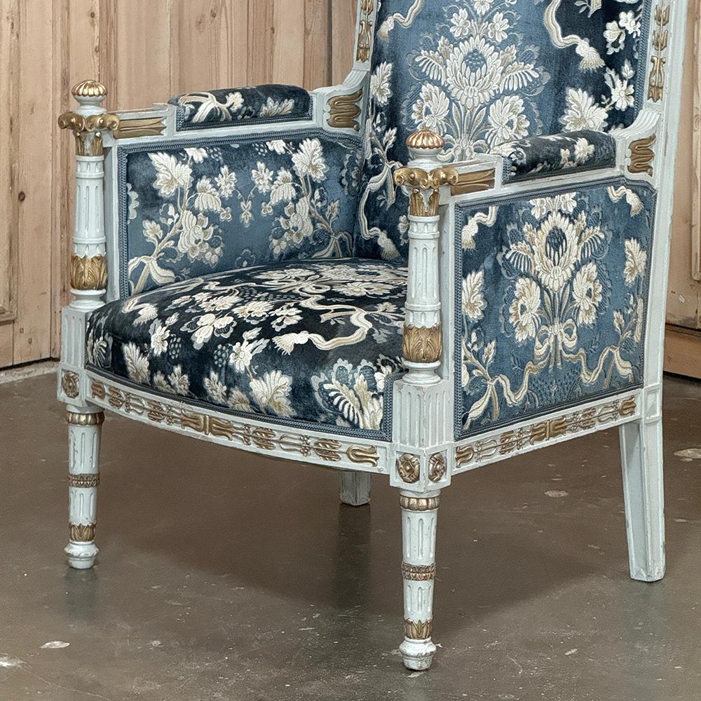 Pair 19th Century French Napoleon III Period Empire Style Painted Armchairs For Sale 12