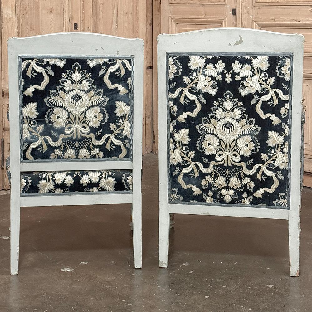 Pair 19th Century French Napoleon III Period Empire Style Painted Armchairs For Sale 2