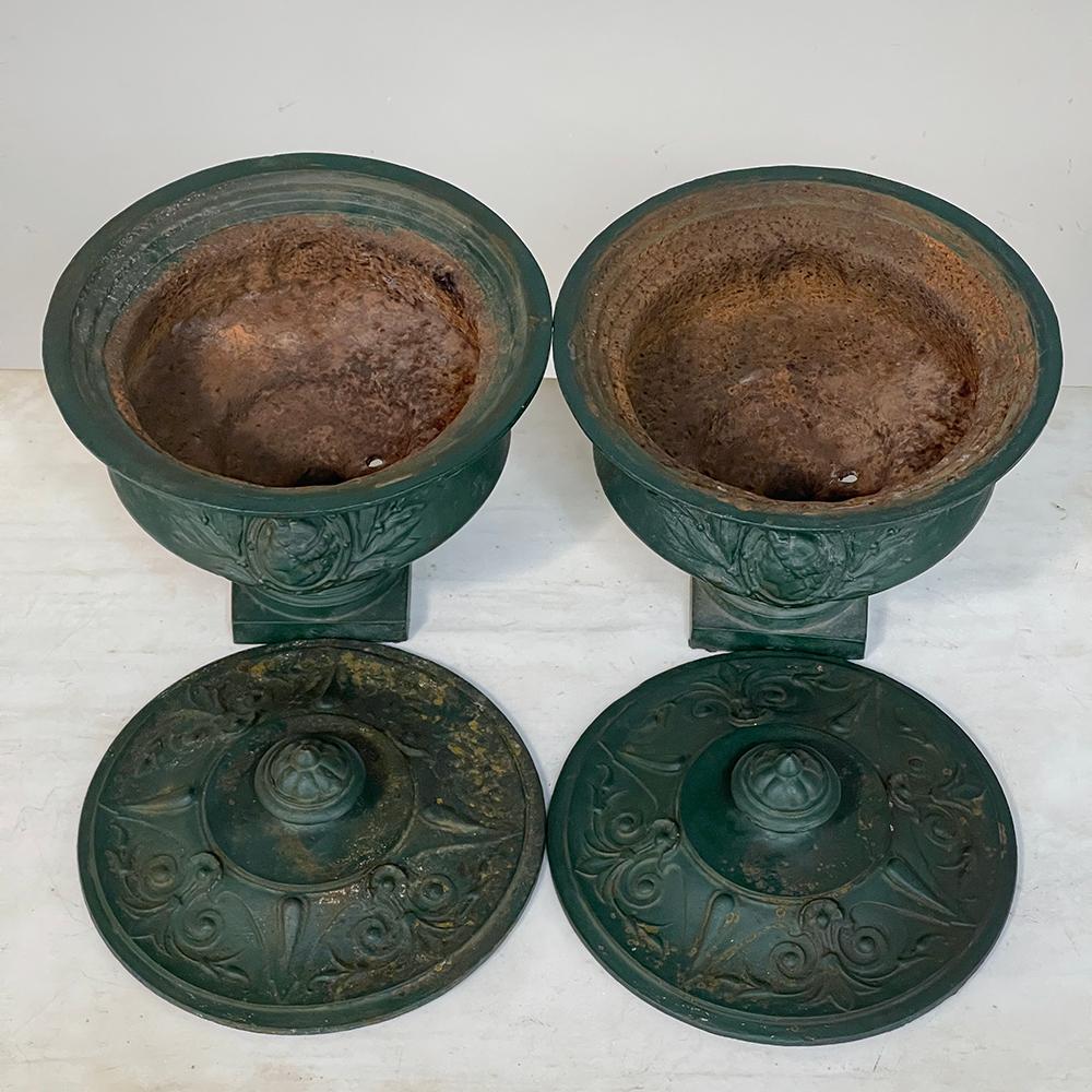 Pair 19th Century French Napoleon III Period Iron Garden Urns For Sale 10