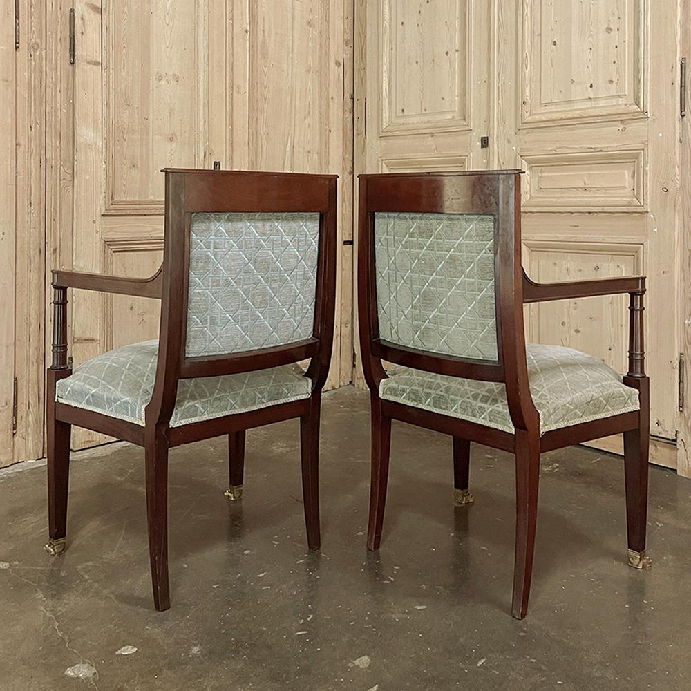 Pair 19th Century French Napoleon III Period Mahogany Armchairs For Sale 2