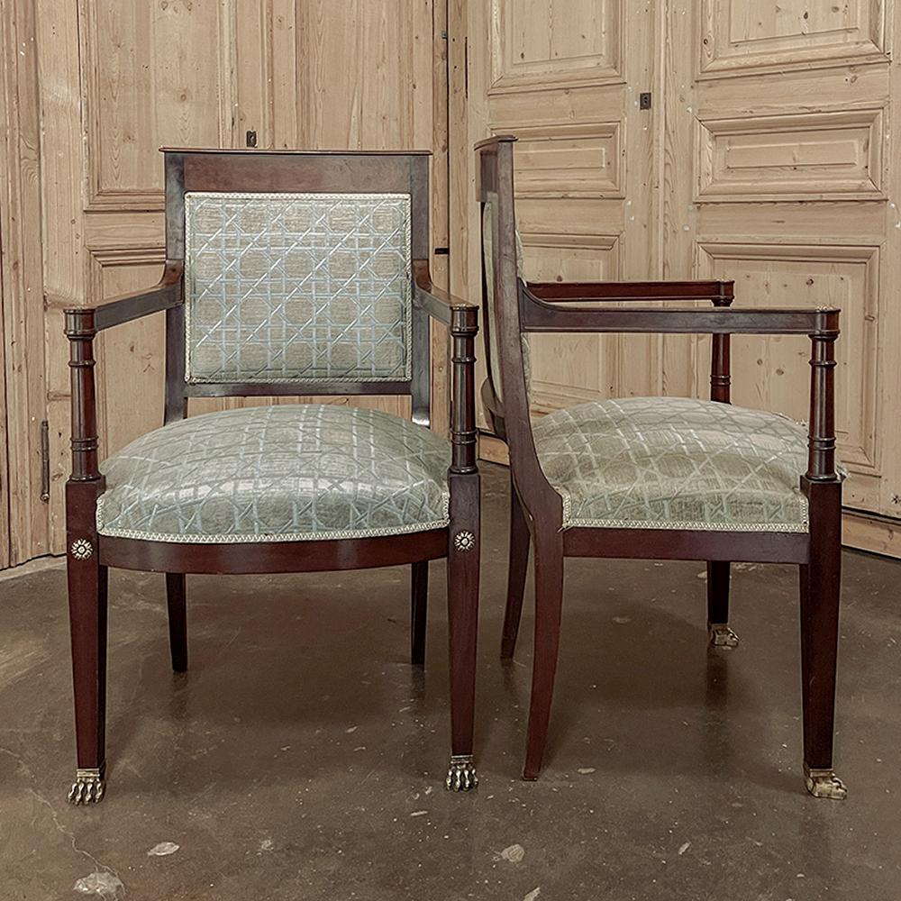 Pair 19th Century French Napoleon III Period Mahogany Armchairs For Sale 3
