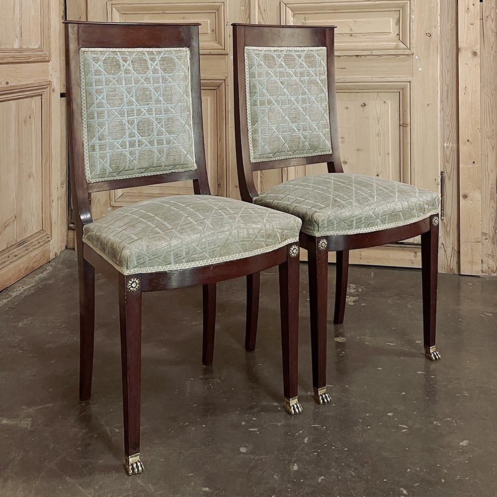 Hand-Crafted Pair 19th Century French Napoleon III Period Mahogany Chairs For Sale