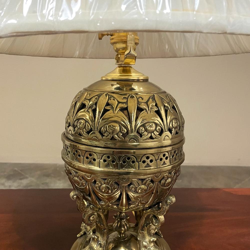 Pair 19th Century French Napoleon III Period Oil Lanterns Converted to Table Lam For Sale 6
