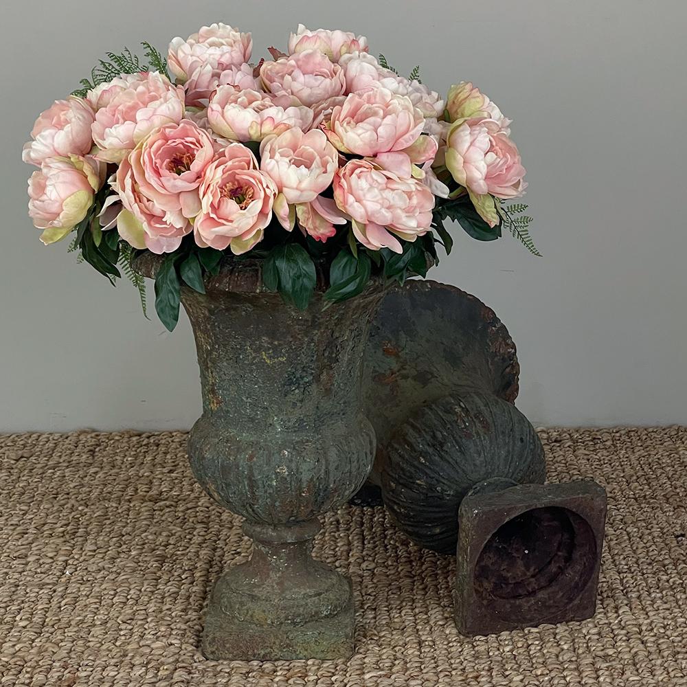 Pair 19th Century French Neoclassical Cast Iron Garden Vases, Jardinieres For Sale 2