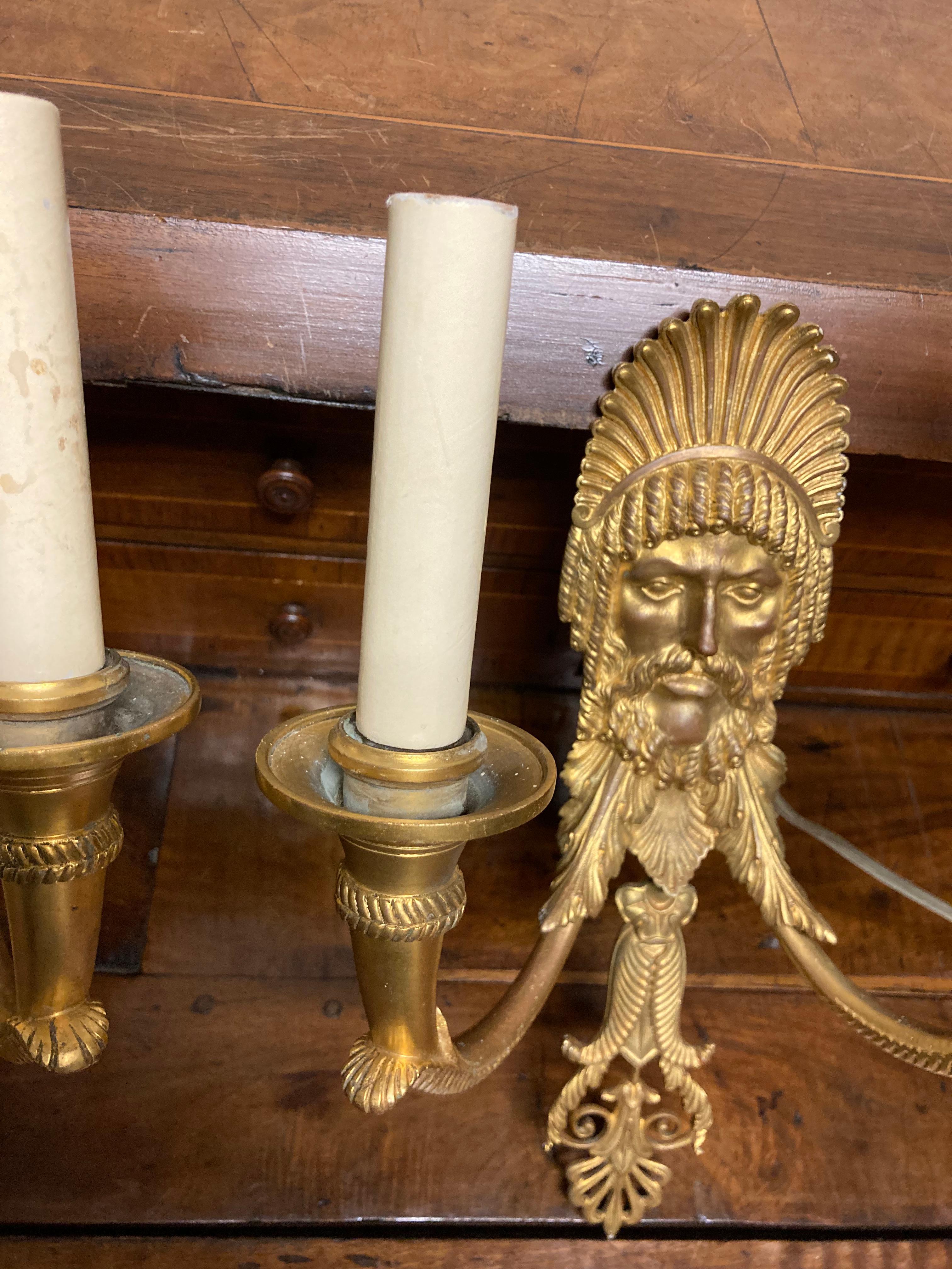 Pair 19th Century French Neoclassical Gilt Bronze Wall Sconces For Sale 6