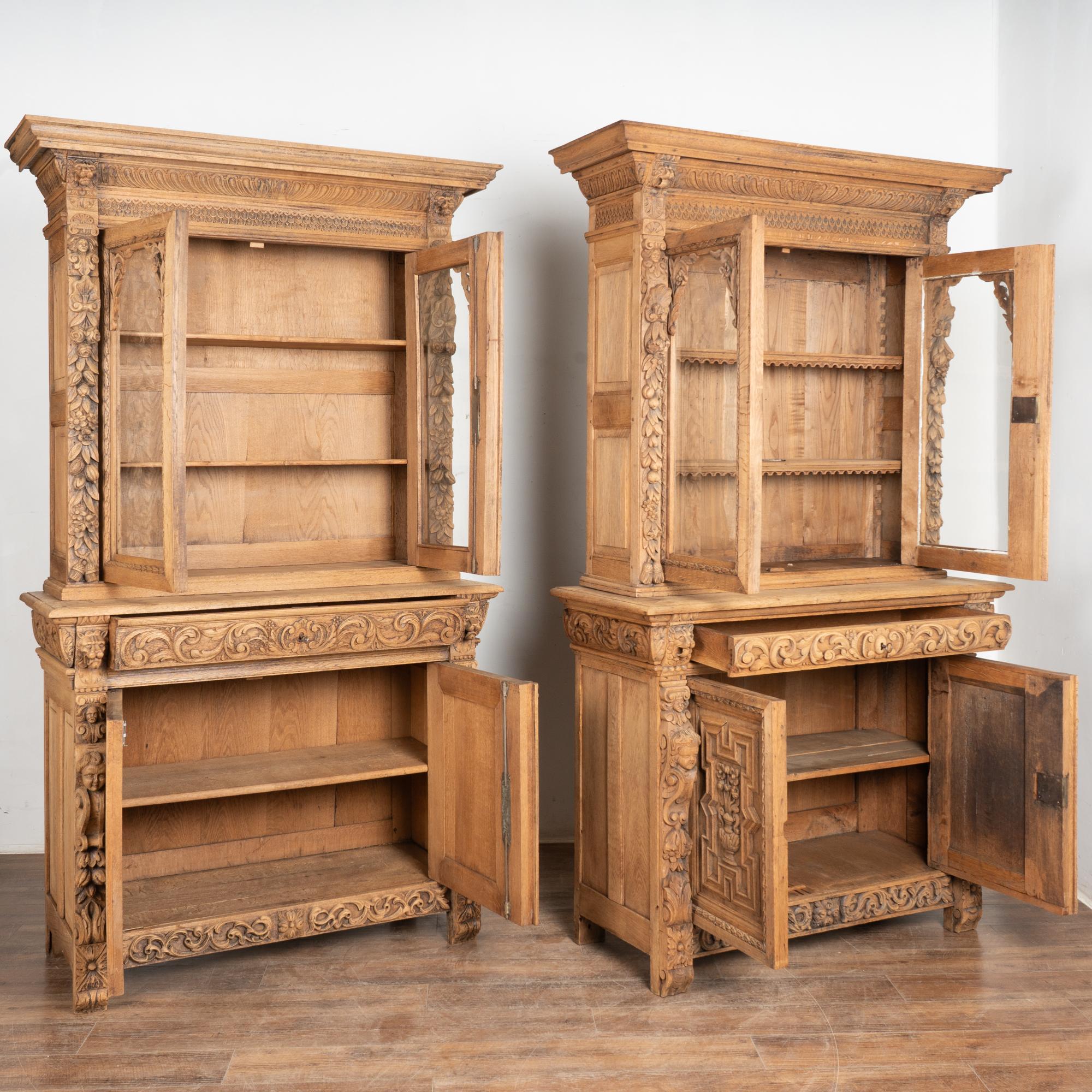 Country Coppia di librerie francesi del XIX secolo in Oak con ripiani regolabili in vendita