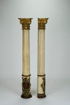 Pair 19th Century French Painted and Giltwood Columns