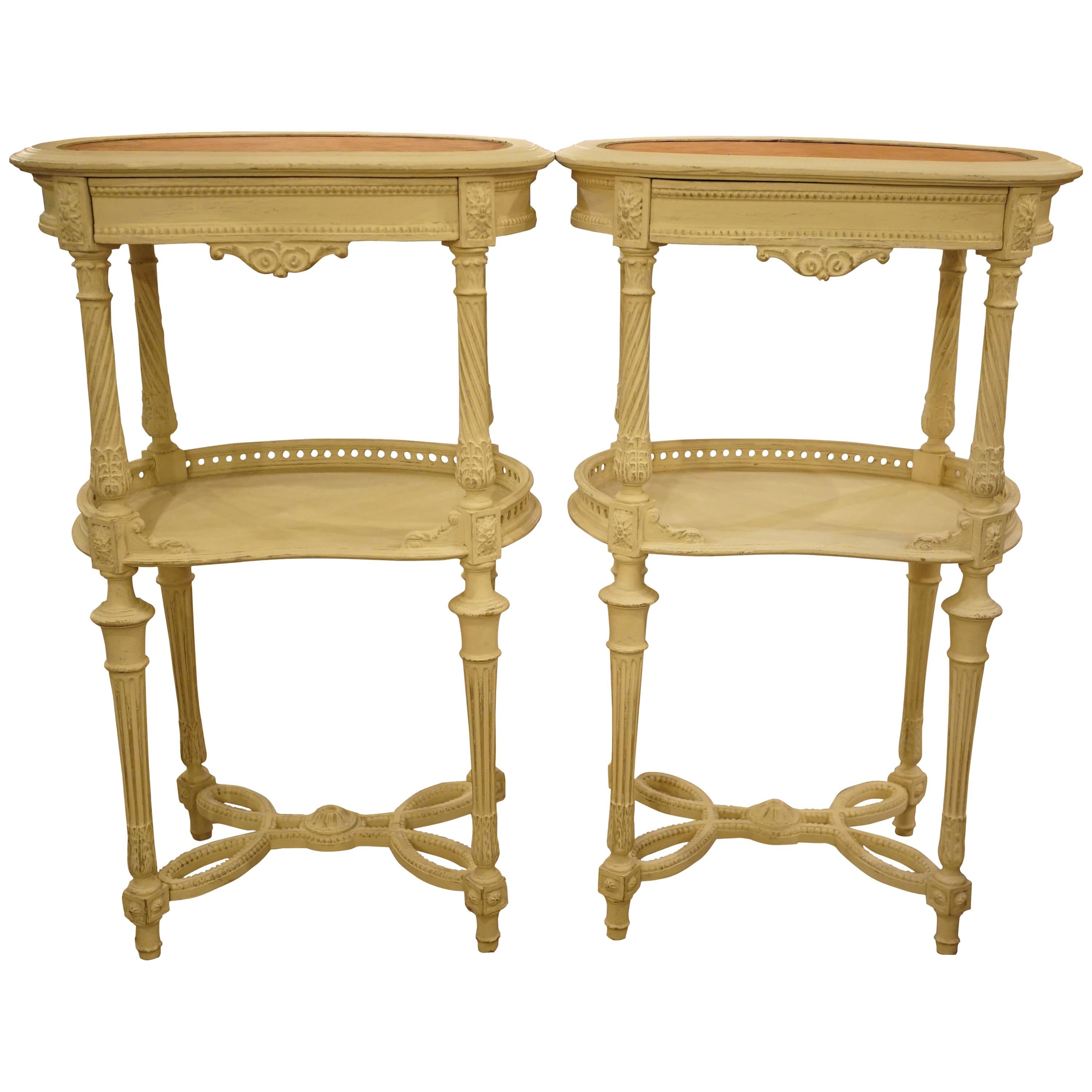 Pair 19th Century French Painted Kidney Shape Tables im Angebot