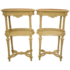 Pair 19th Century French Painted Kidney Shape Tables