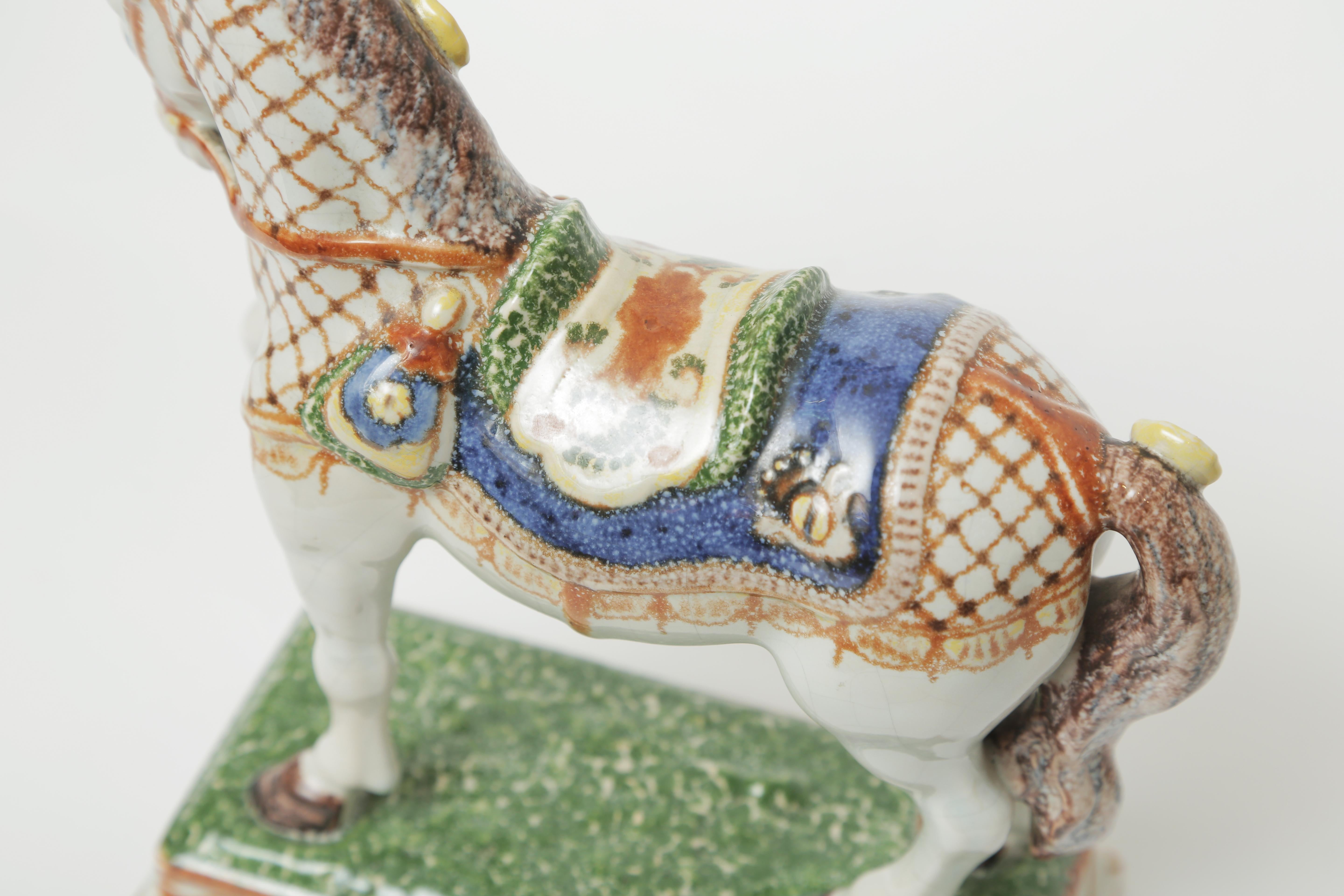 19th Century French Porcelain Horse Sculptures. Hand Painted Great Detail, Pair 3