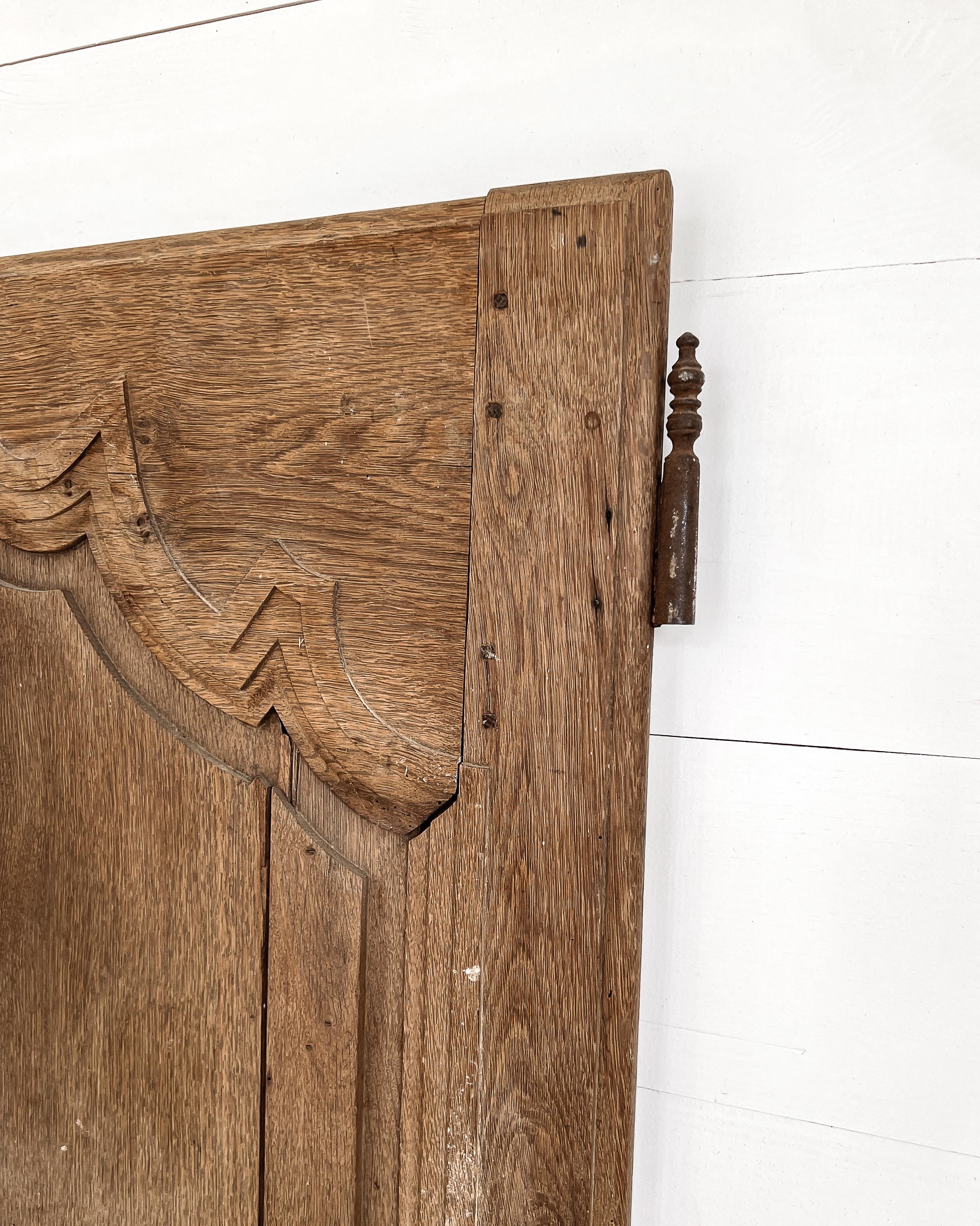Pair 19th Century French Provincial Natural Oak Cupboard Doors For Sale 1
