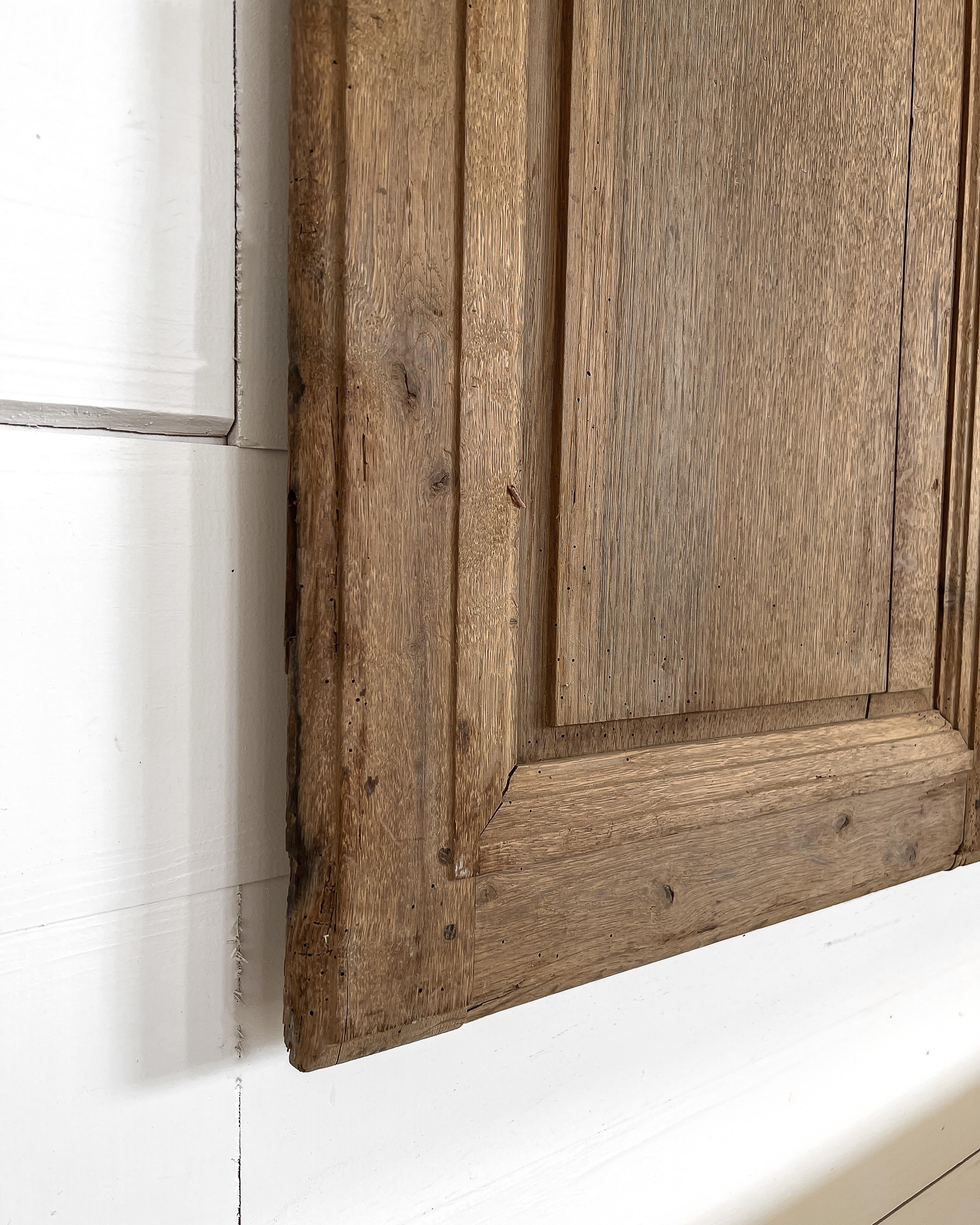 Pair 19th Century French Provincial Natural Oak Cupboard Doors For Sale 3