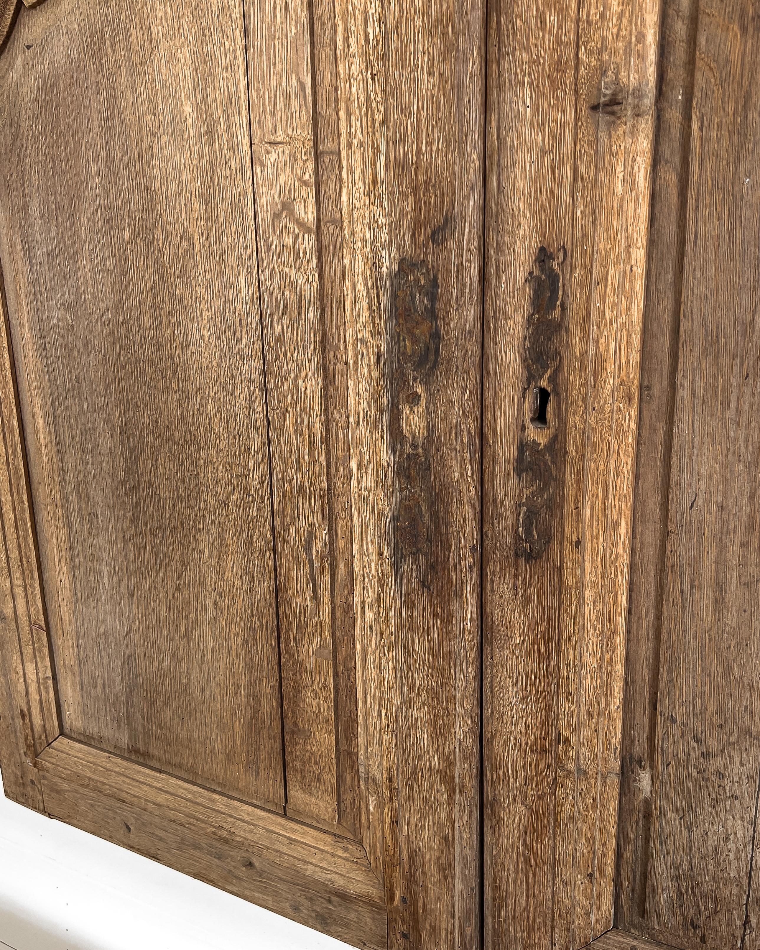 Pair 19th Century French Provincial Natural Oak Cupboard Doors For Sale 4