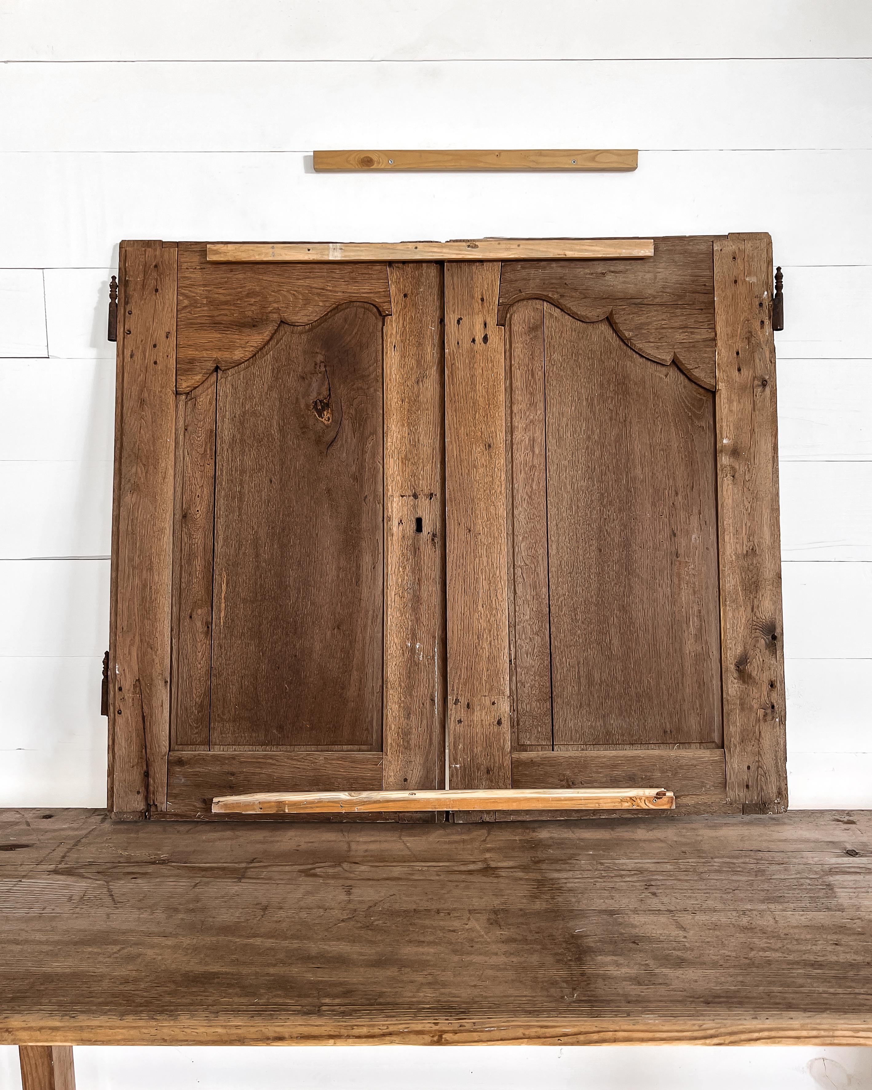 Pair 19th Century French Provincial Natural Oak Cupboard Doors For Sale 6