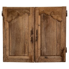 Pair 19th Century French Provincial Natural Oak Cupboard Doors