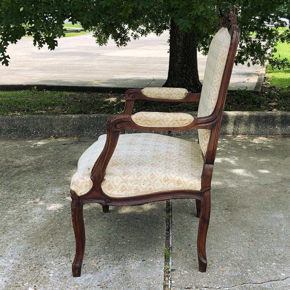 Pair 19th Century French Regence Walnut Armchairs, Fauteuils For Sale 5