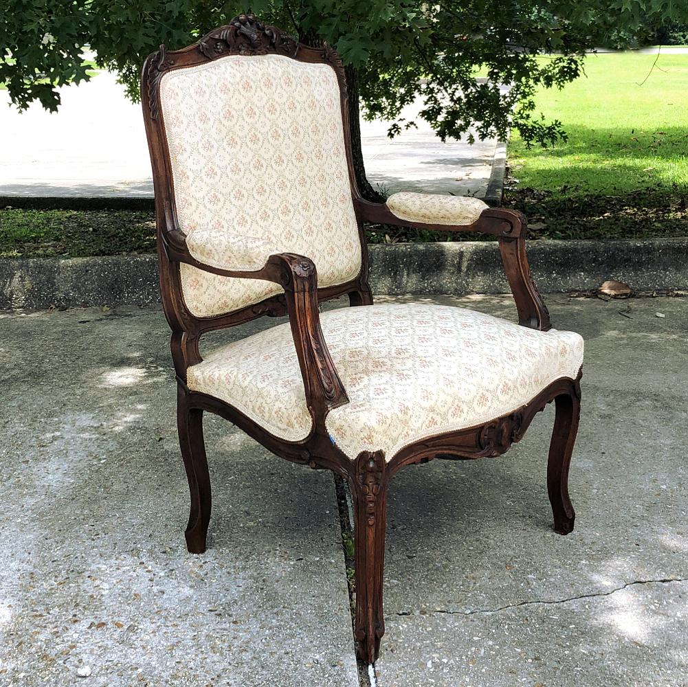 Pair 19th Century French Regence Walnut Armchairs, Fauteuils For Sale 8