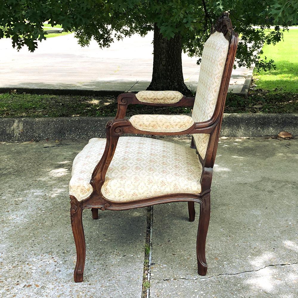 Pair 19th Century French Regence Walnut Armchairs, Fauteuils For Sale 10