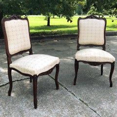 Pair 19th Century French Regence Walnut Side Chairs