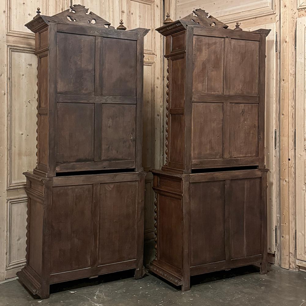 Pair 19th Century French Renaissance Carved Bookcases For Sale 15