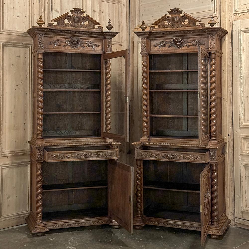 Pair 19th Century French Renaissance Carved Bookcases In Good Condition For Sale In Dallas, TX