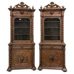 Antique Pair 19th Century French Renaissance Carved Bookcases