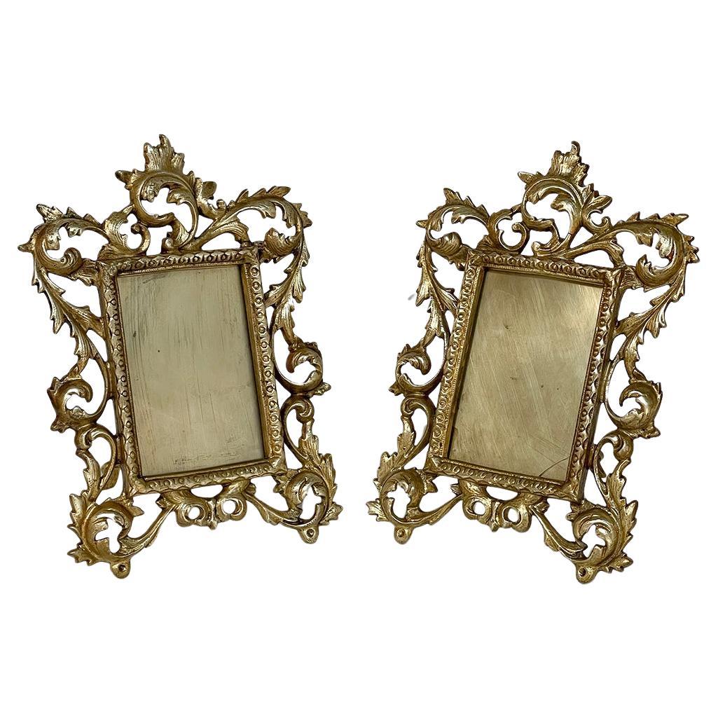 Pair 19th Century French Rococo Louis XV Cast Bronze Picture Frames For Sale