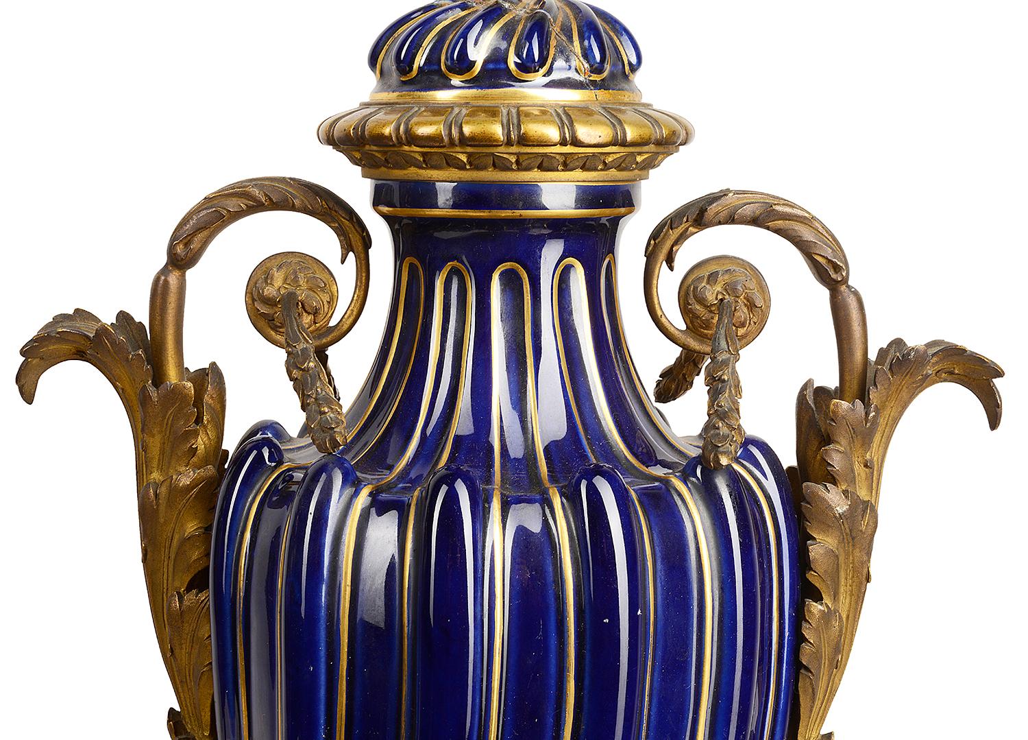 Louis XVI Pair of 19th Century French Sèvres Style Lidded Vases