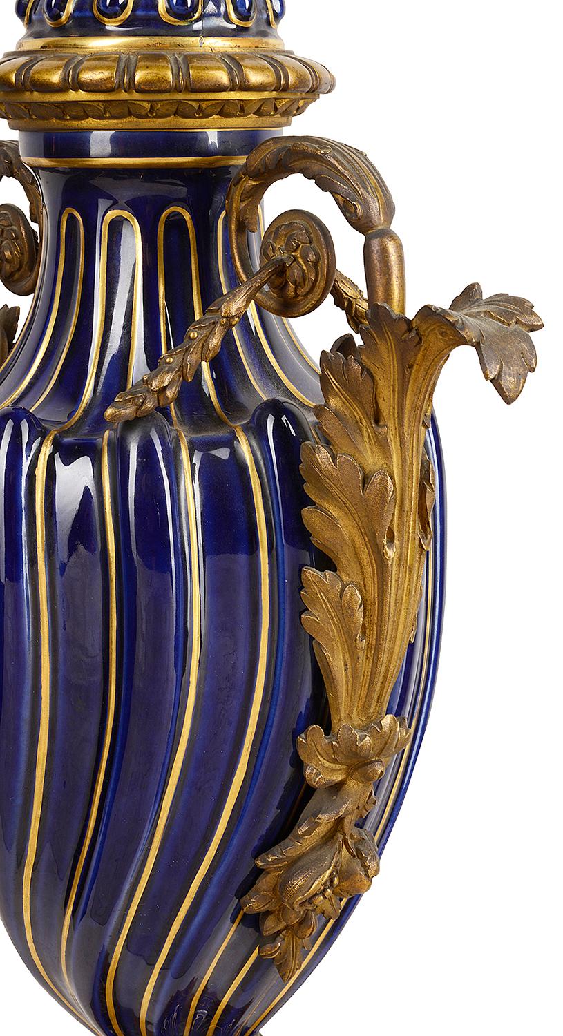 Gilt Pair of 19th Century French Sèvres Style Lidded Vases