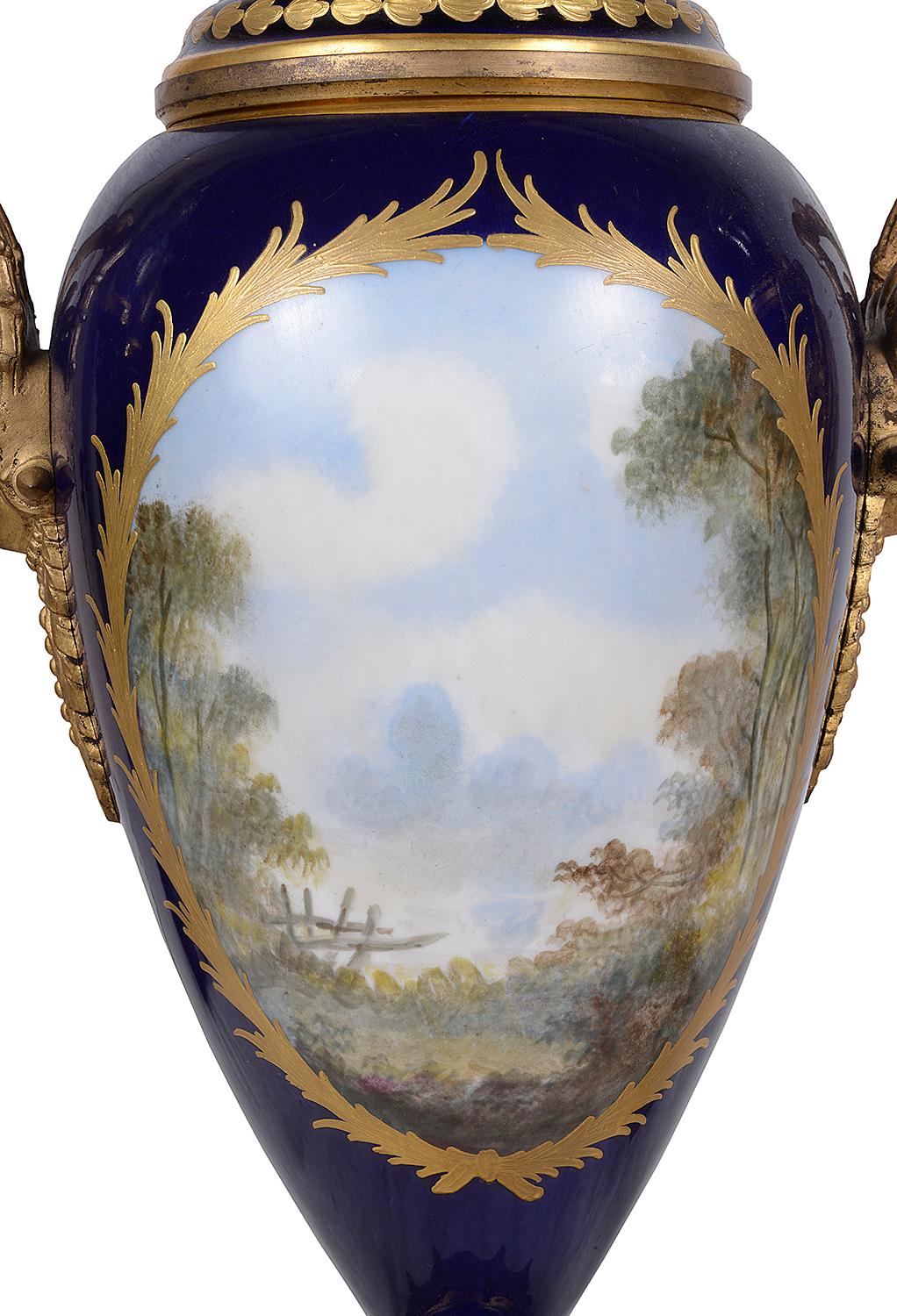 Pair 19th Century French Sevres Style Porcelain Vases For Sale 4
