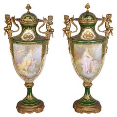 Pair 19th Century French Sevres style vases.