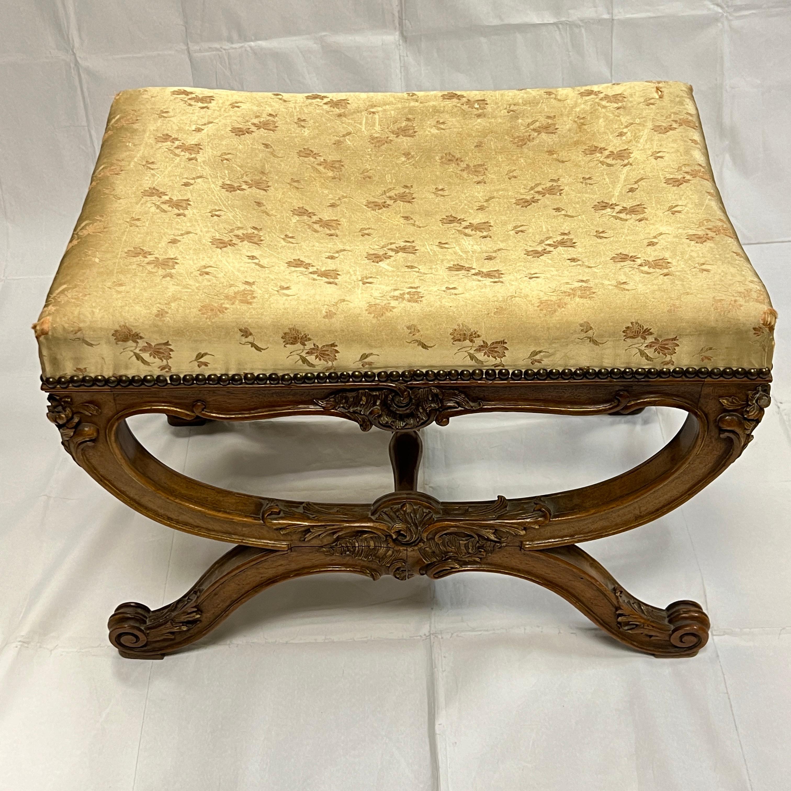 19th Century Pair 19th century French Upholstered Footstools in the Louis XV Style