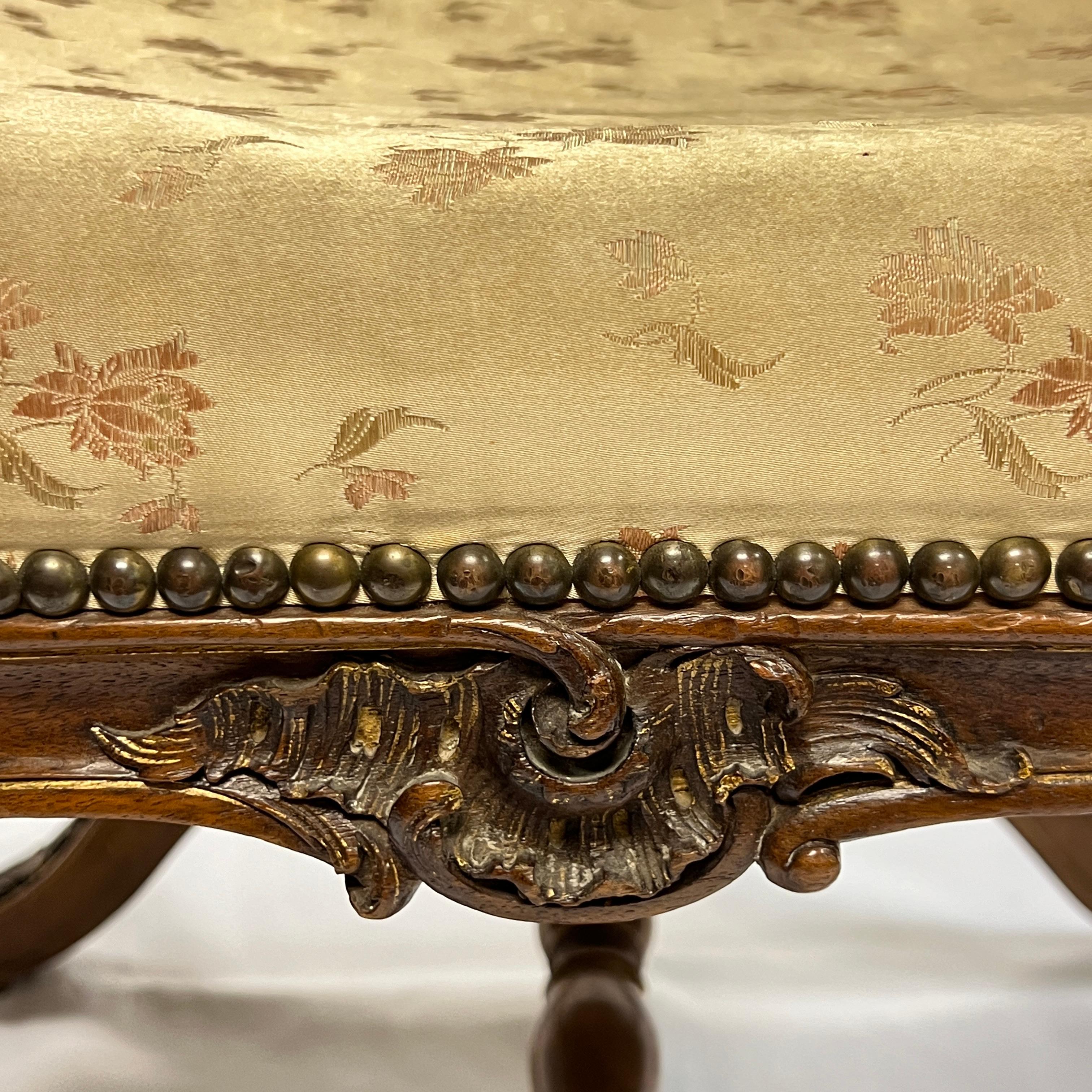 Pair 19th century French Upholstered Footstools in the Louis XV Style 1