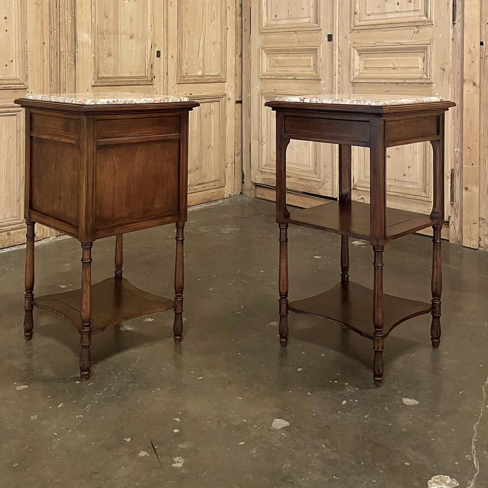Late 19th Century Pair 19th Century French Walnut Neoclassical Nightstands, ca. 1890