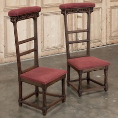 Pair 19th Century French Walnut Neogothic Prayer Kneelers