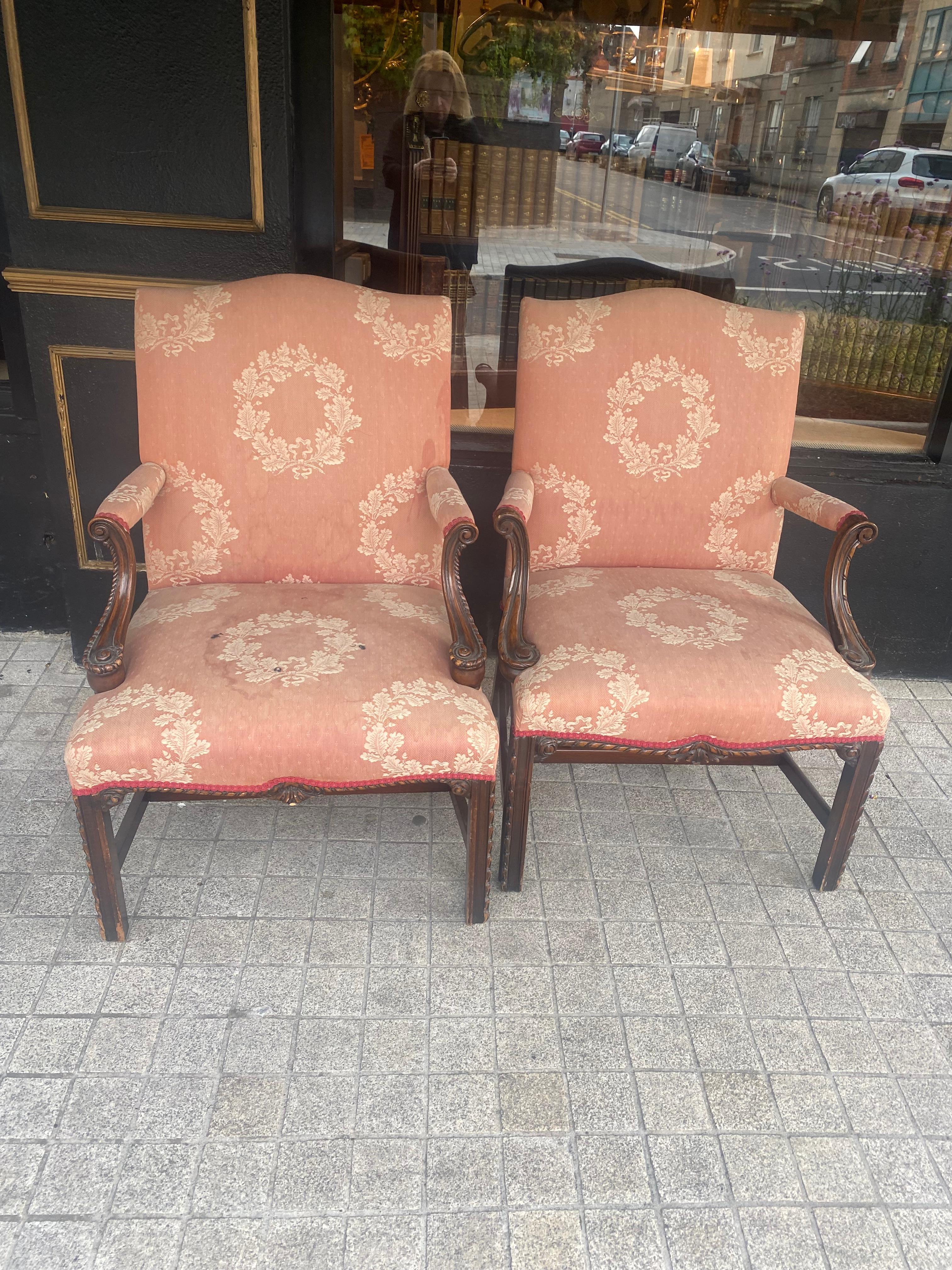 Pair 19th Century Gainsborough Library Chairs For Sale 4
