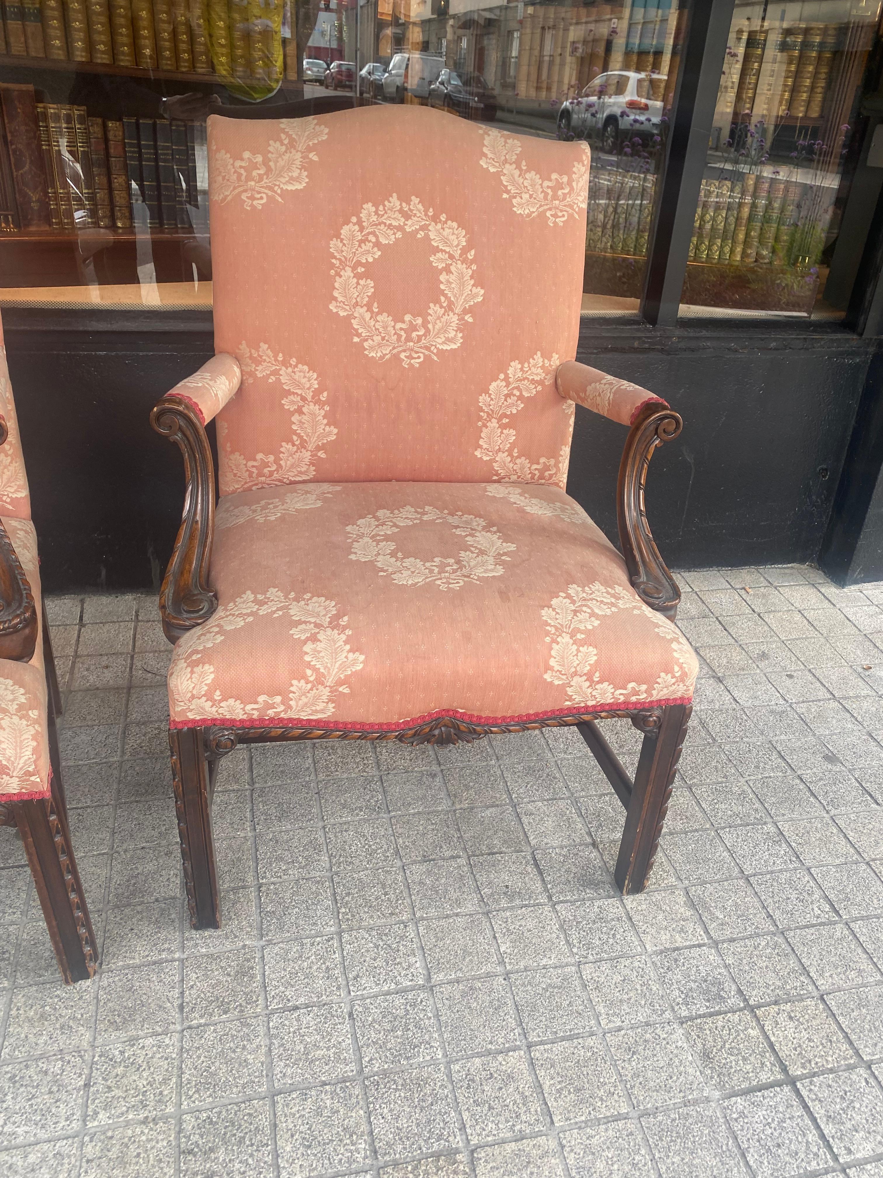 Pair 19th Century Gainsborough Library Chairs For Sale 3