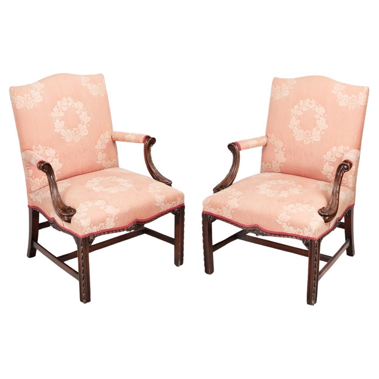 Pair 19th Century Gainsborough Library Chairs For Sale