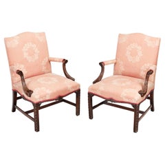 Antique Pair 19th Century Gainsborough Library Chairs